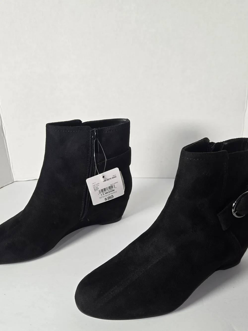 East 5th Memory Foam Black Women's Suede Ankle Boots with Side Zip Size 7.5